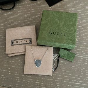 Sterling Sliver Gucci Heart Necklace